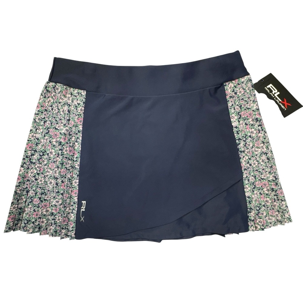 NWT Ralph Lauren RLX Stretch Golf/Tennis Navy Floral-Panel Mini Skort Sz M